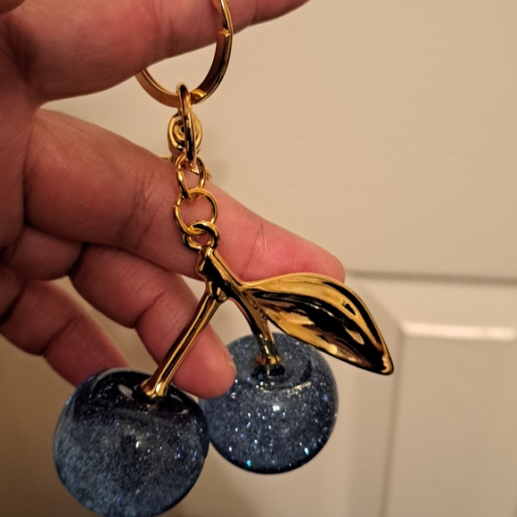 Blue Glitter Cherry Keychain New - Picture 3 of 3